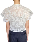 Giambattista Valli White Lace Short Sleeve Blouse - IT 44/ US 8