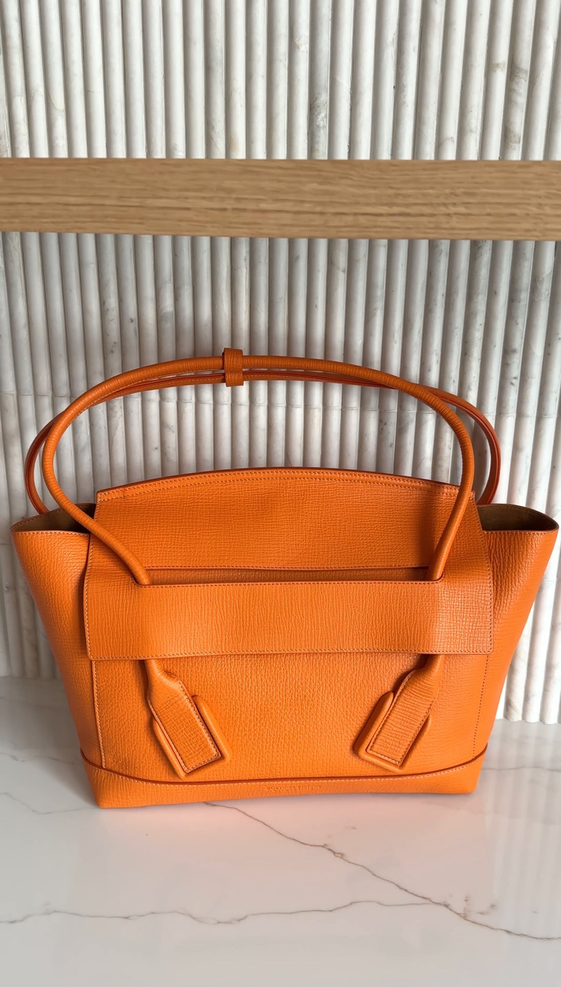 Bottega Veneta Orange Grained Leather Medium Arco Tote Bag