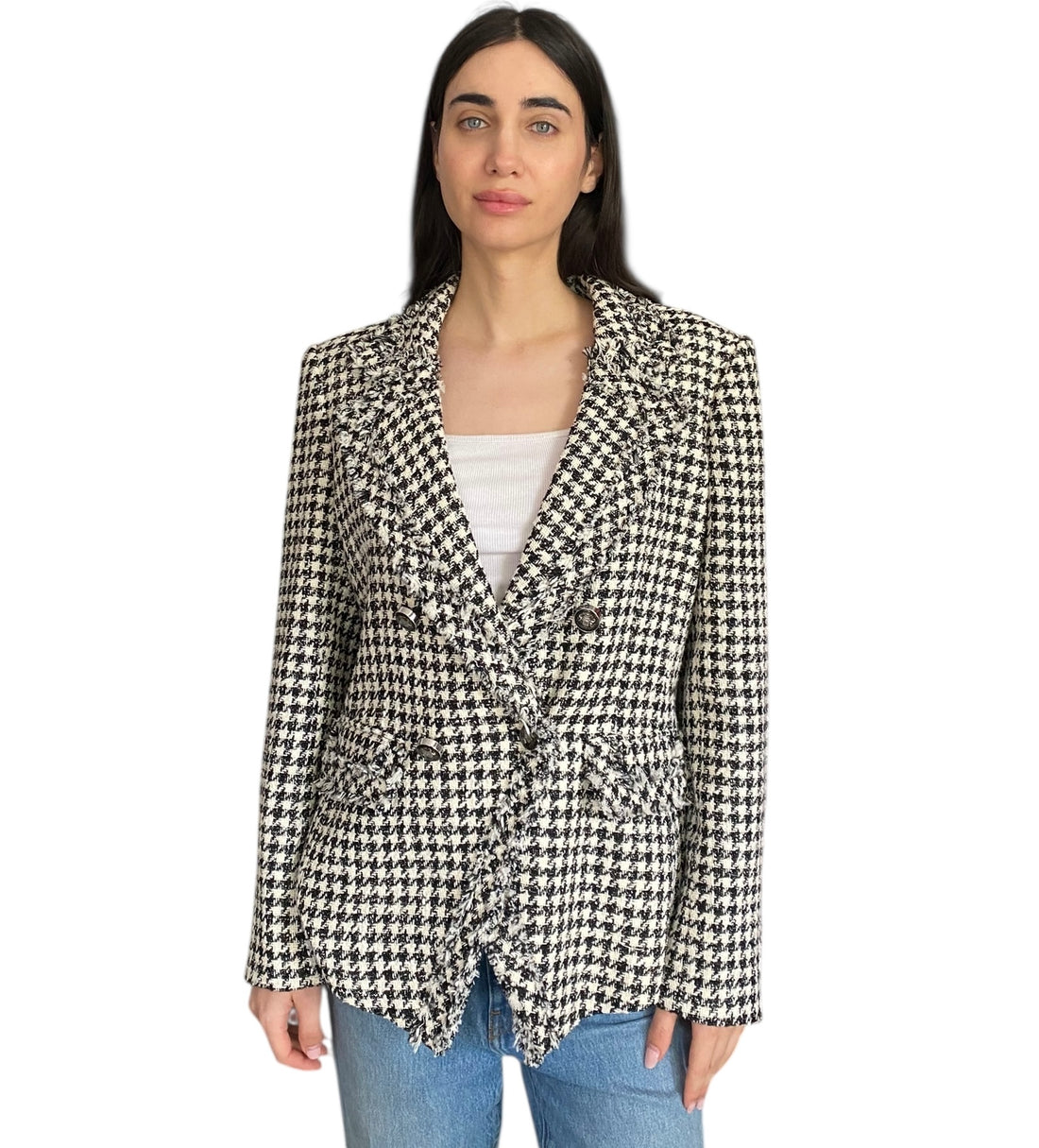 Veronica Beard Tweed Houndstooth Blazer - 12 / L
