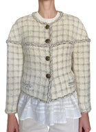 Chanel 2011 Ivory Braided Chain Trim Metallic Tweed Jacket - FR 42 / US 8-10