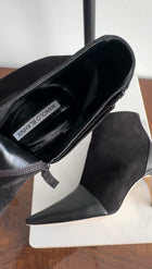Manolo Blahnik Black Suede Leather Cap Toe Ankle Boots - 37.5 / 7