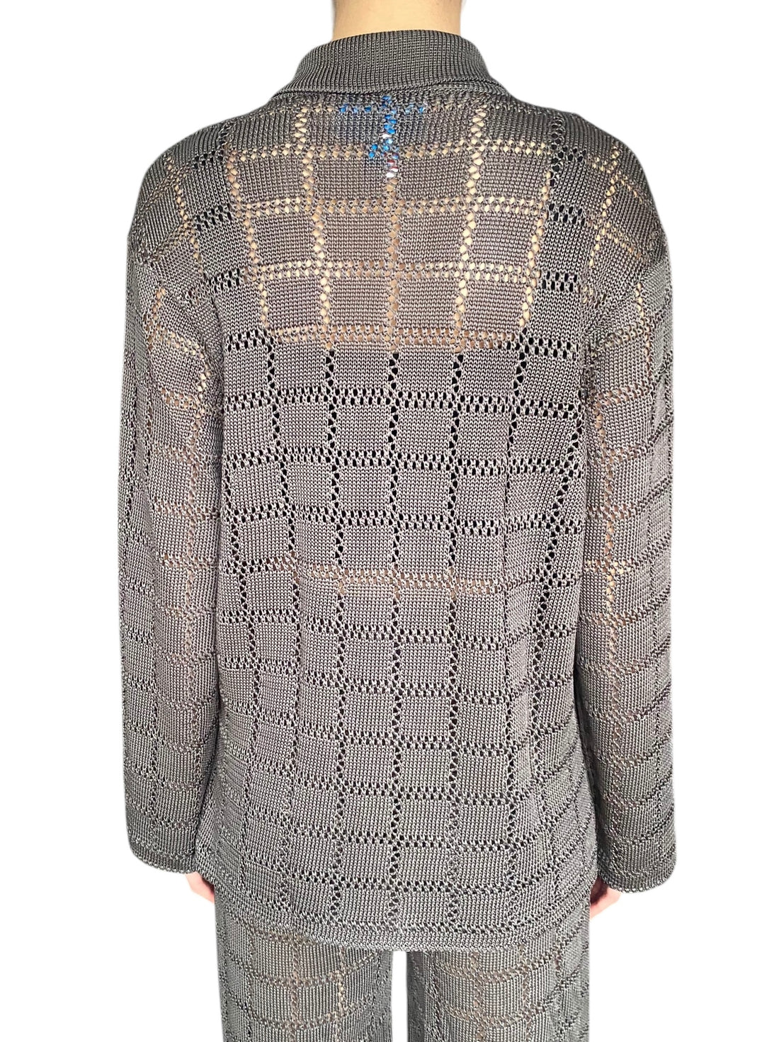 Calle Del Mar Grey Knit Patchwork Long Sleeve Shirt - M