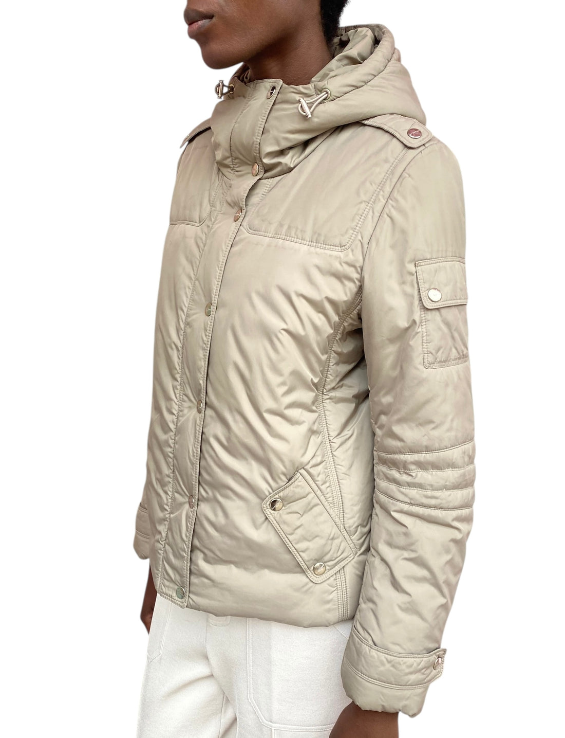 Burberry Beige Hooded Puffer Jacket - L / US 6-8