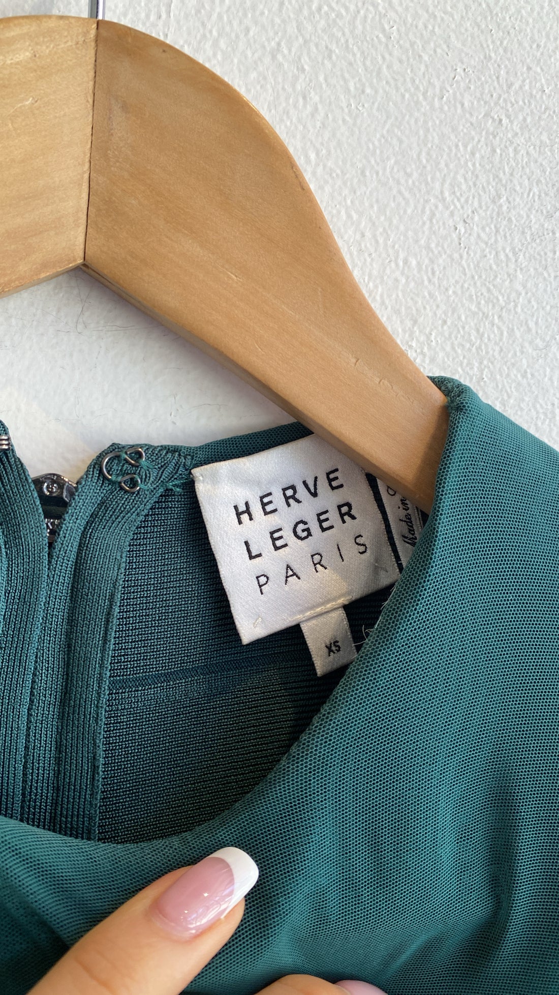 Herve Leger Green Rouched Dress - XS