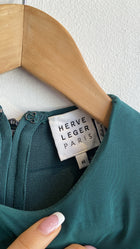 Herve Leger Green Rouched Dress - XS