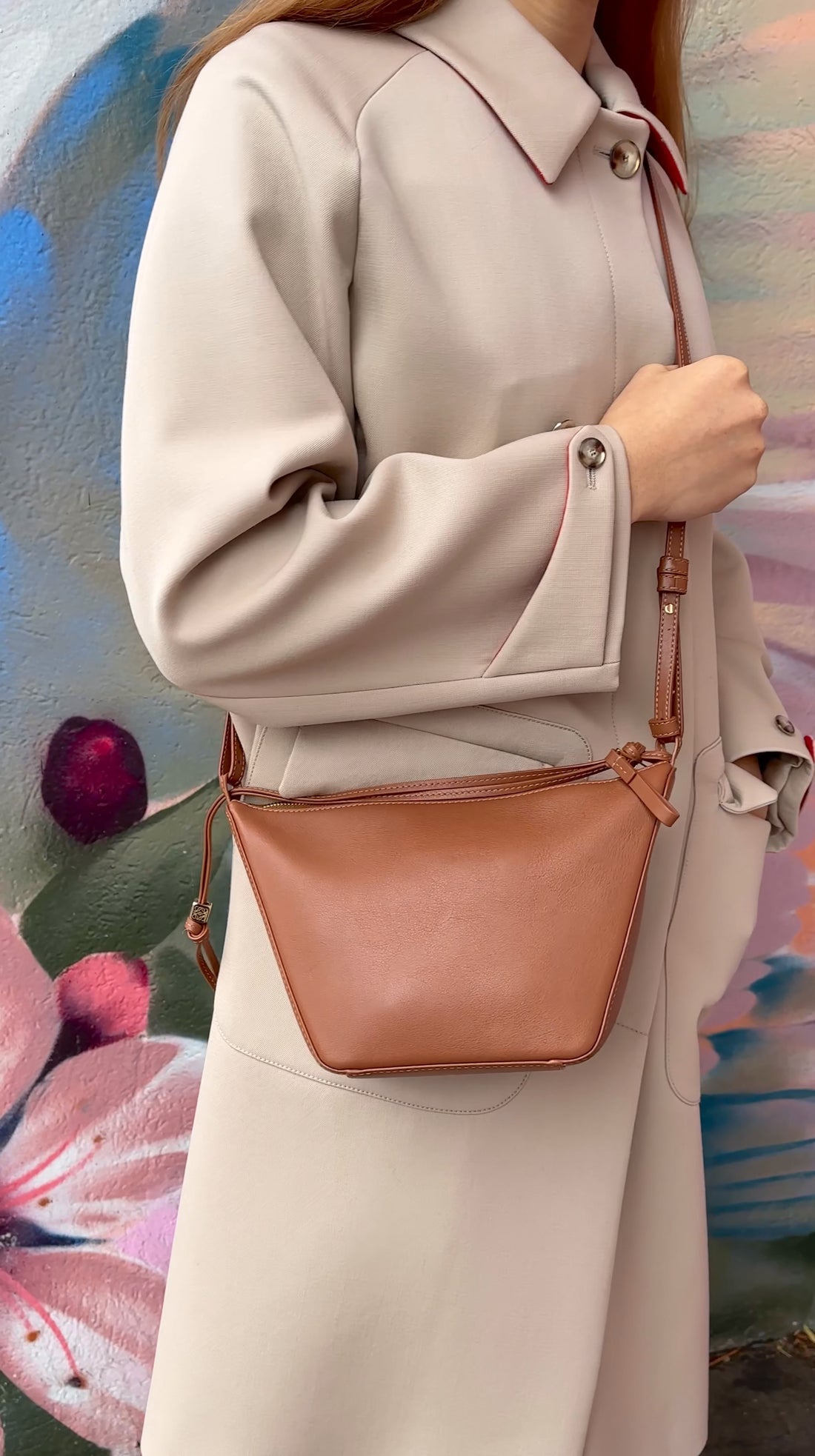 Loewe Tan Leather Mini Hammock Hobo Two Way Bag