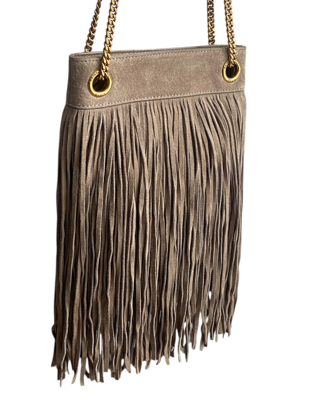 Saint Laurent Brown Suede Fringe Grace Bag