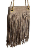 Saint Laurent Brown Suede Fringe Grace Bag