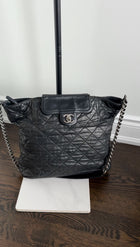 Chanel Black Quilted Aged Leather In The Mix Chain Tote Bag