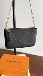 Louis Vuitton Black Empreinte Leather Double Zip Pochette Chain Bag