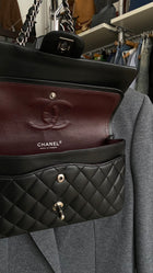 Chanel Black Lambskin Medium Double Flap SHW