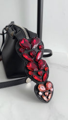 Fendi Black Leather Mini By The Way Red Crystal Crossbody Bag