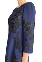 Dolce & Gabbana Navy Floral Lace Applique Mini Dress - 46 / US 10