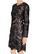 Giambattista Valli Black Sequin Guipure Long Sleeve Cocktail Dress - IT 44 / M / US 6-8