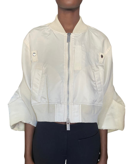 Sacai Ecru Nylon Twill Blouson Cropped Bomber Jacket - JP 2 / US 6