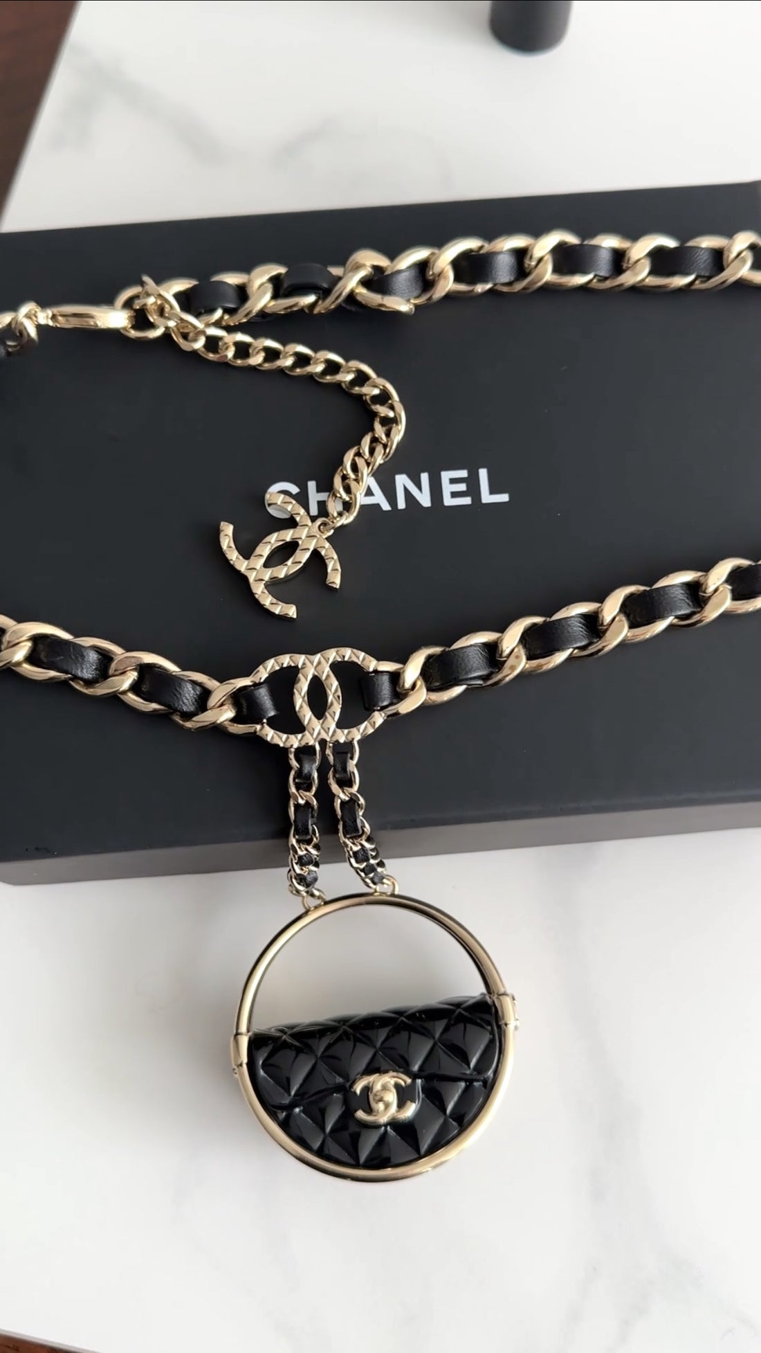 Chanel 23C Hula Hoop Bag Compact Charm Necklace / Belt