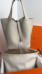 Hermes Picotin Lock 22 Bag in Clemence Beton Leather PHW