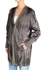 Akris Army Green Sable Fur Reversible Zip Coat - US 6