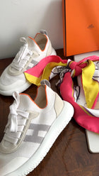 Hermes White Stretch Sock Crew Sneakers - 35.5