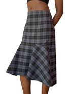 Balenciaga Grey Check Wool Blend Skirt - 38 / US 2