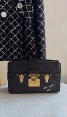 Louis Vuitton Black Epi Leather Trunk Clutch Two Way Bag