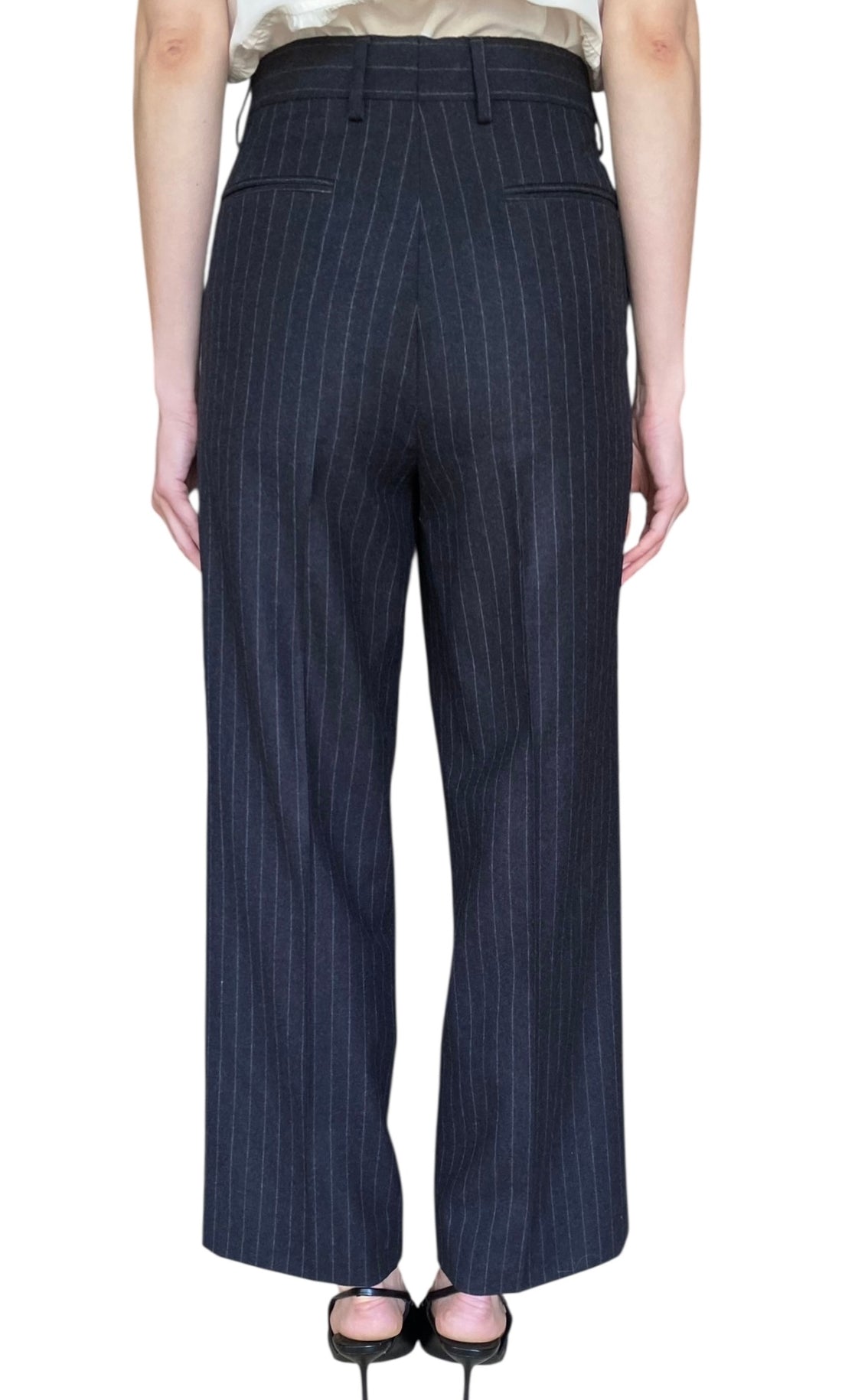 Dries Van Noten Grey Wool Pinstripe Trousers - 38 / US 6