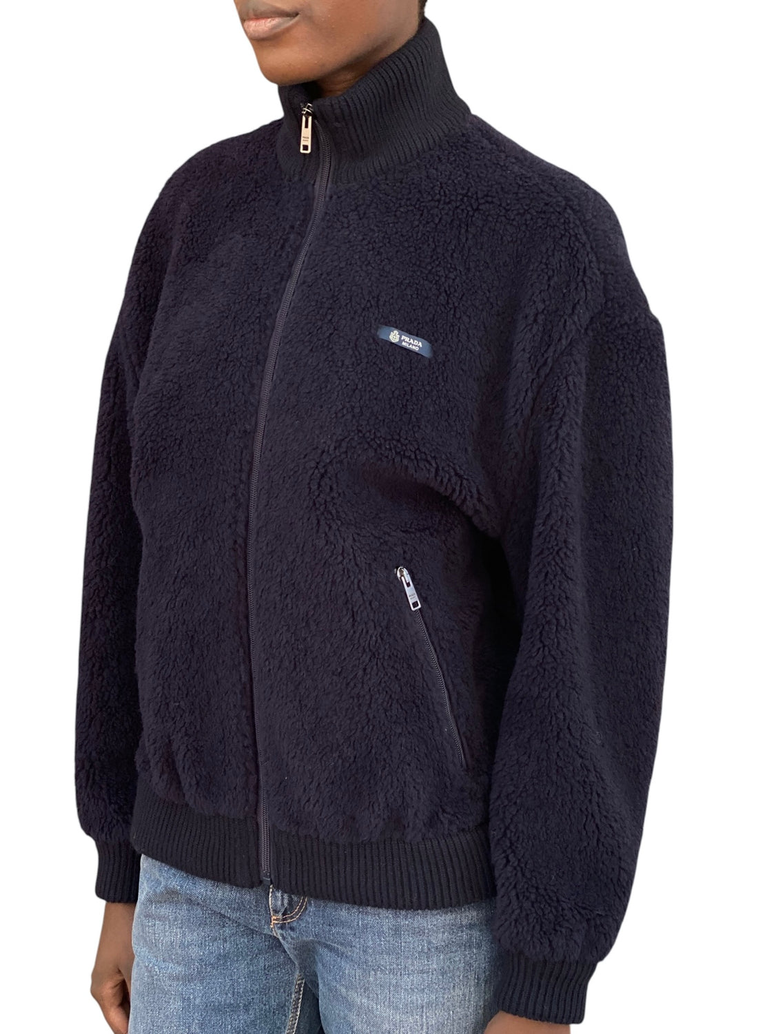 Prada Navy Fleece Zip Turtleneck Jacket - XS / US 4-6