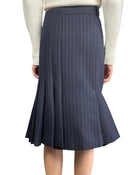 Sacai Navy Pinstripe Pleated Midi Skirt - JP 3 / L / US 8