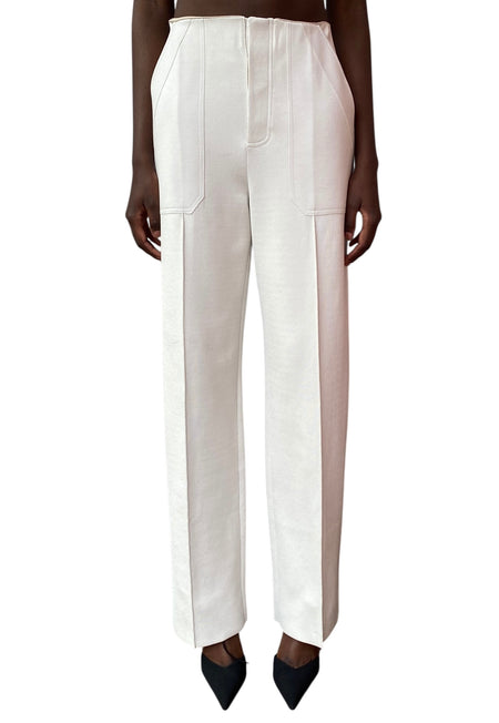 Giorgio Armani Ivory Silk Blend Pleated Trouser - 42 / US 8