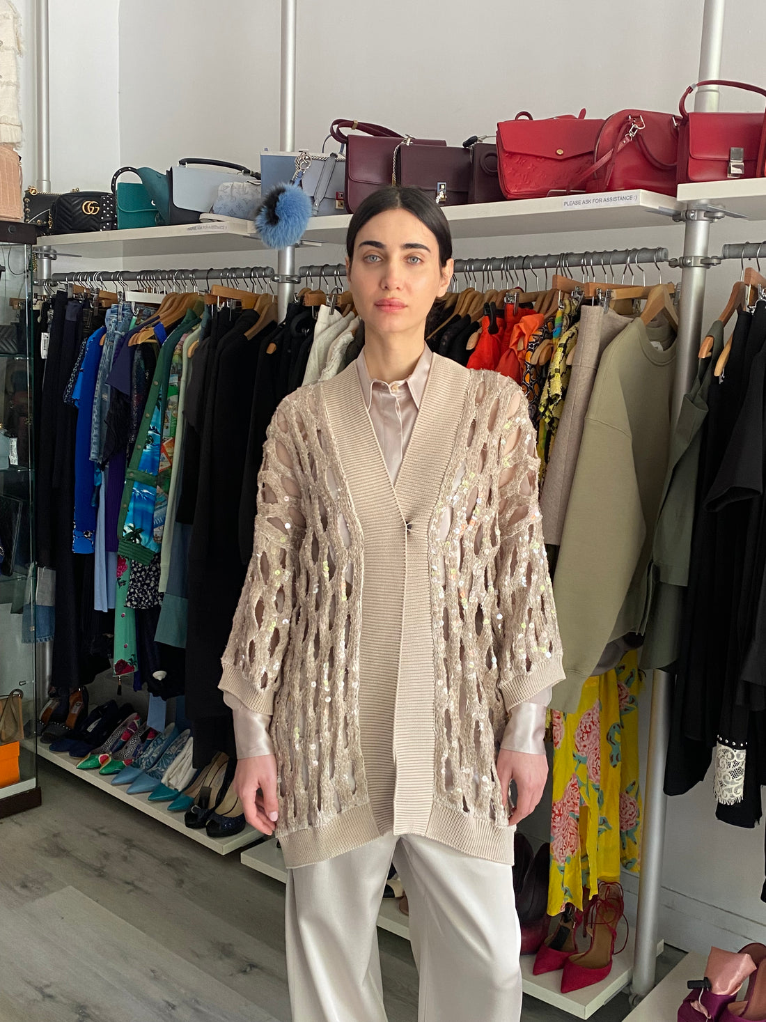 Brunello Cucinelli Knit Sequin Cutout Cardigan - IT 44 / US 8