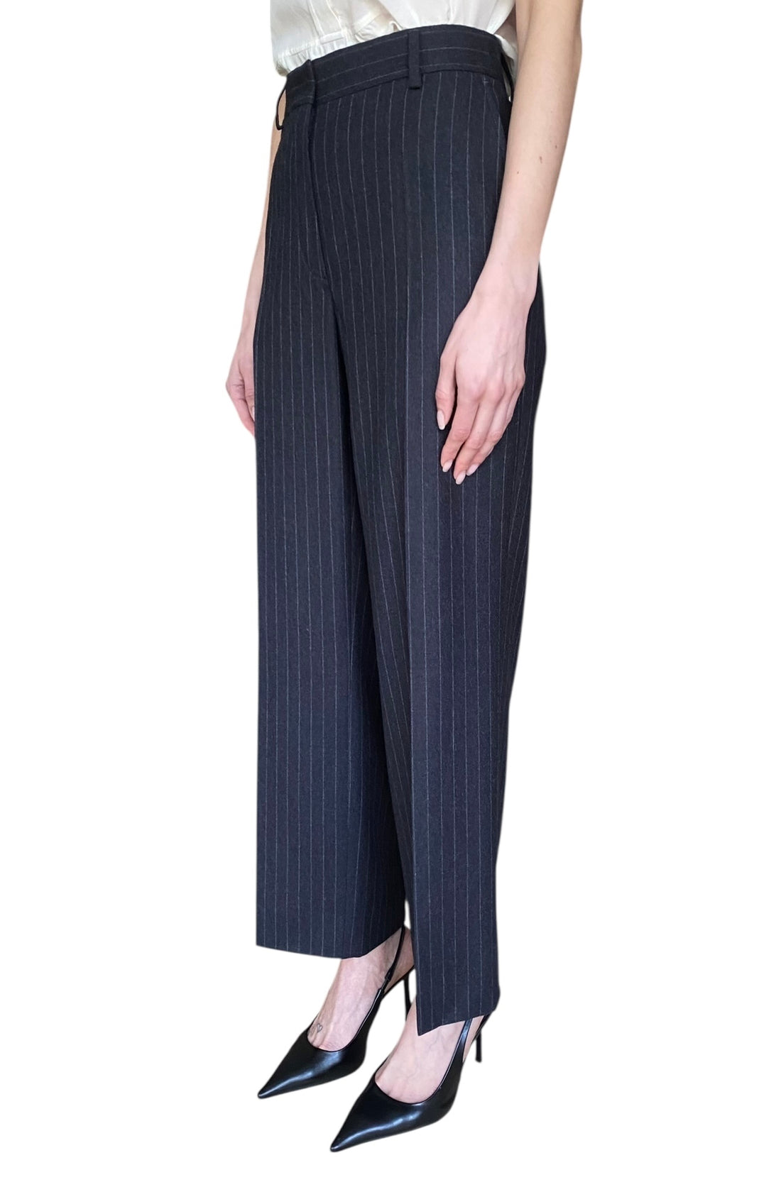 Dries Van Noten Grey Wool Pinstripe Trousers - 38 / US 6