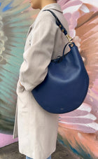 Celine Blue Leather Large Hobo Shoulder Bag