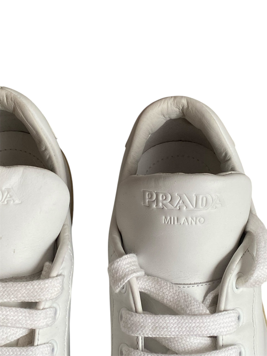 Prada White Logo Leather Sneakers