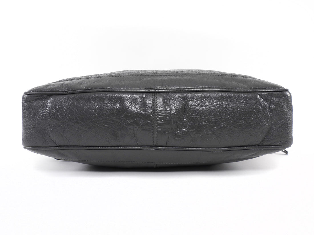 Balenciaga Charcoal Grey AW 2015 Arena Lambskin Moto City Briefcase Bag