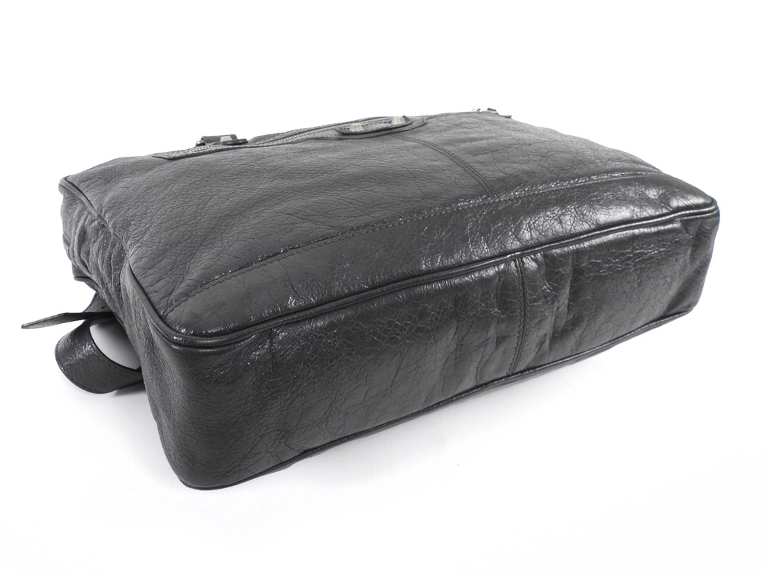 Balenciaga Charcoal Grey AW 2015 Arena Lambskin Moto City Briefcase Bag