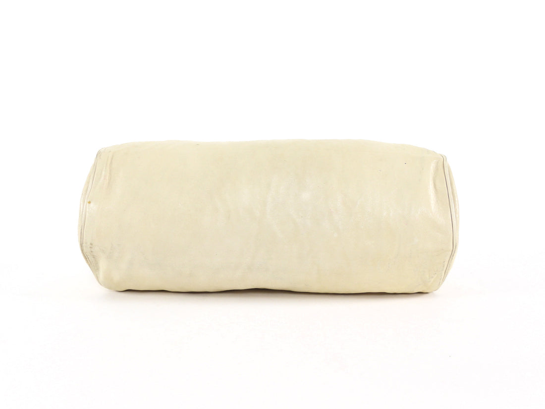 Prada Vintage Beige East West Aged Leather Barrel Bag