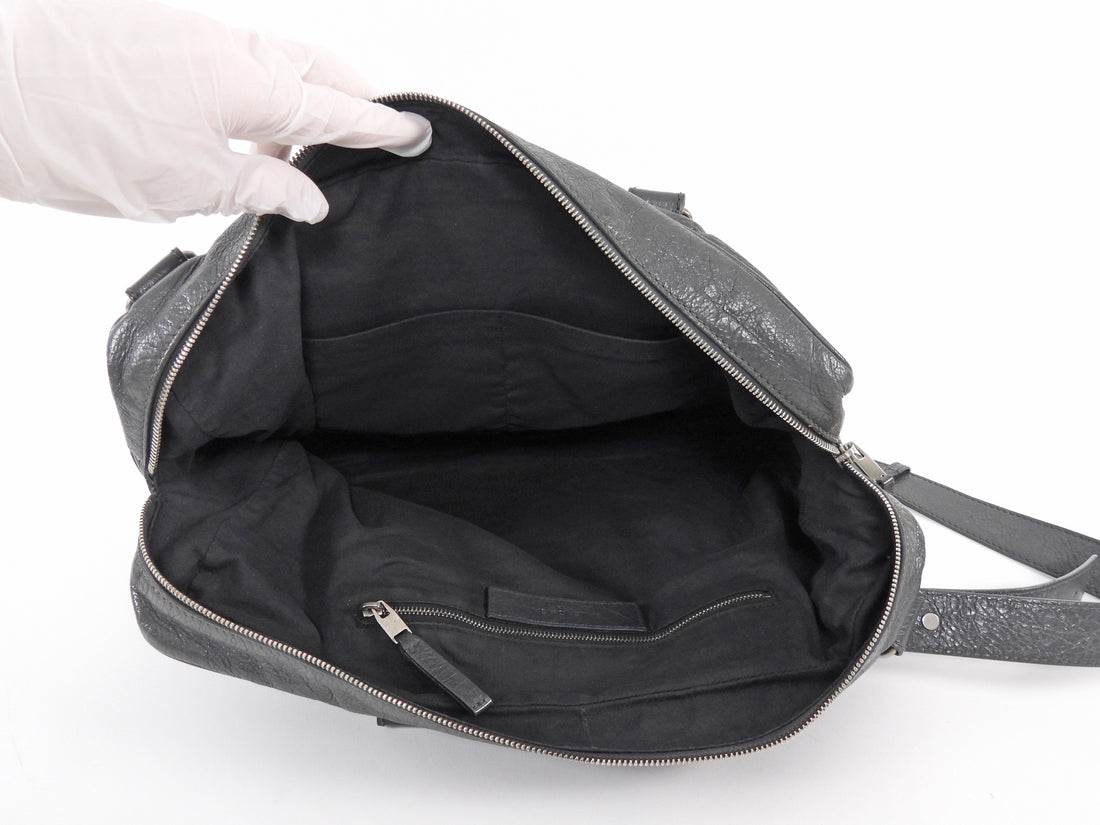 Balenciaga Charcoal Grey AW 2015 Arena Lambskin Moto City Briefcase Bag