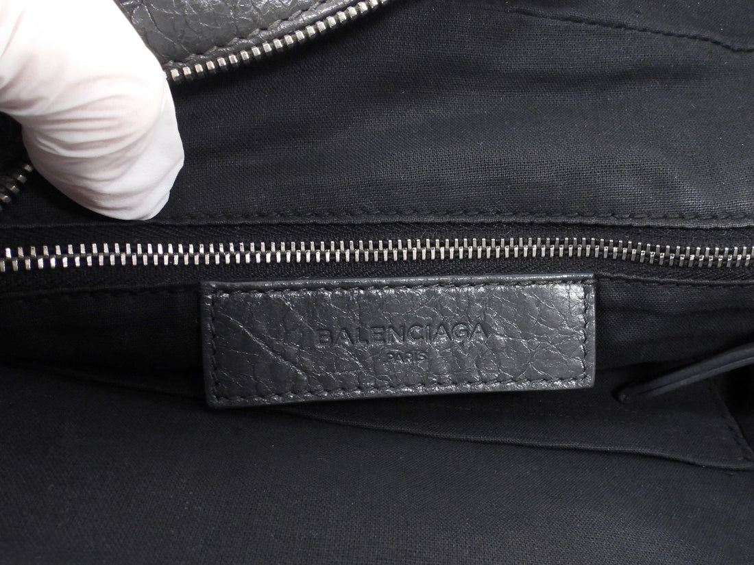 Balenciaga Charcoal Grey AW 2015 Arena Lambskin Moto City Briefcase Bag