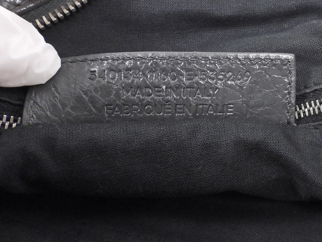Balenciaga Charcoal Grey AW 2015 Arena Lambskin Moto City Briefcase Bag