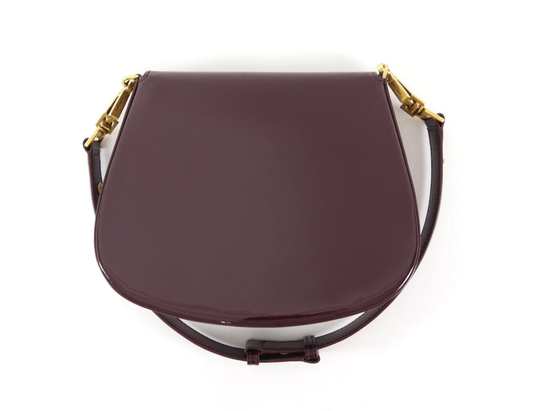 Saint Laurent Burgundy Patent Leather Voltaire Shoulder Bag