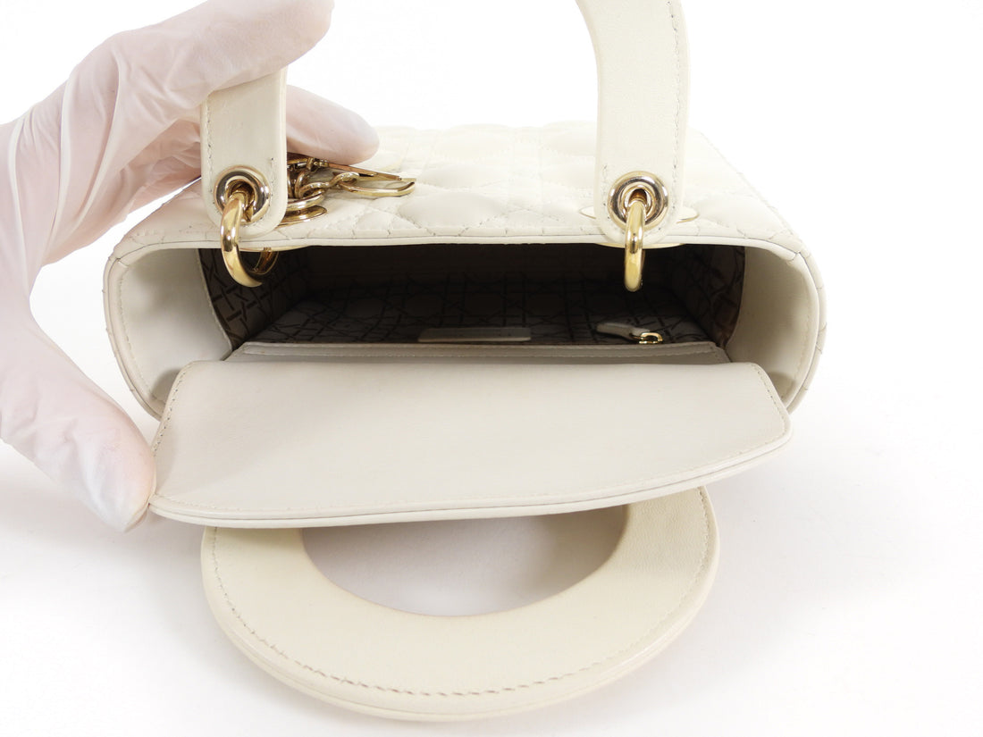 Christian Dior Small Ivory Leather ABC My Lady Dior Cannage Bag
