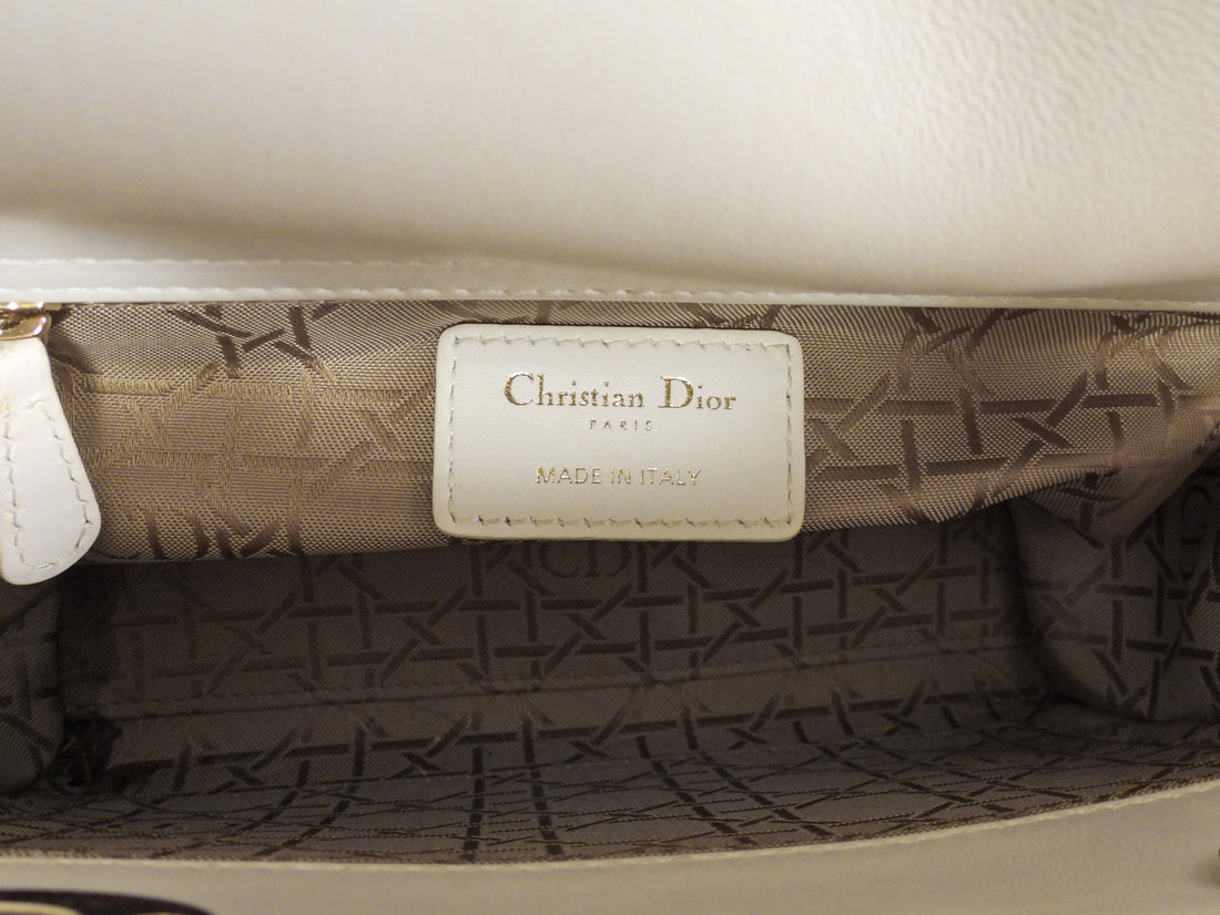 Christian Dior Small Ivory Leather ABC My Lady Dior Cannage Bag