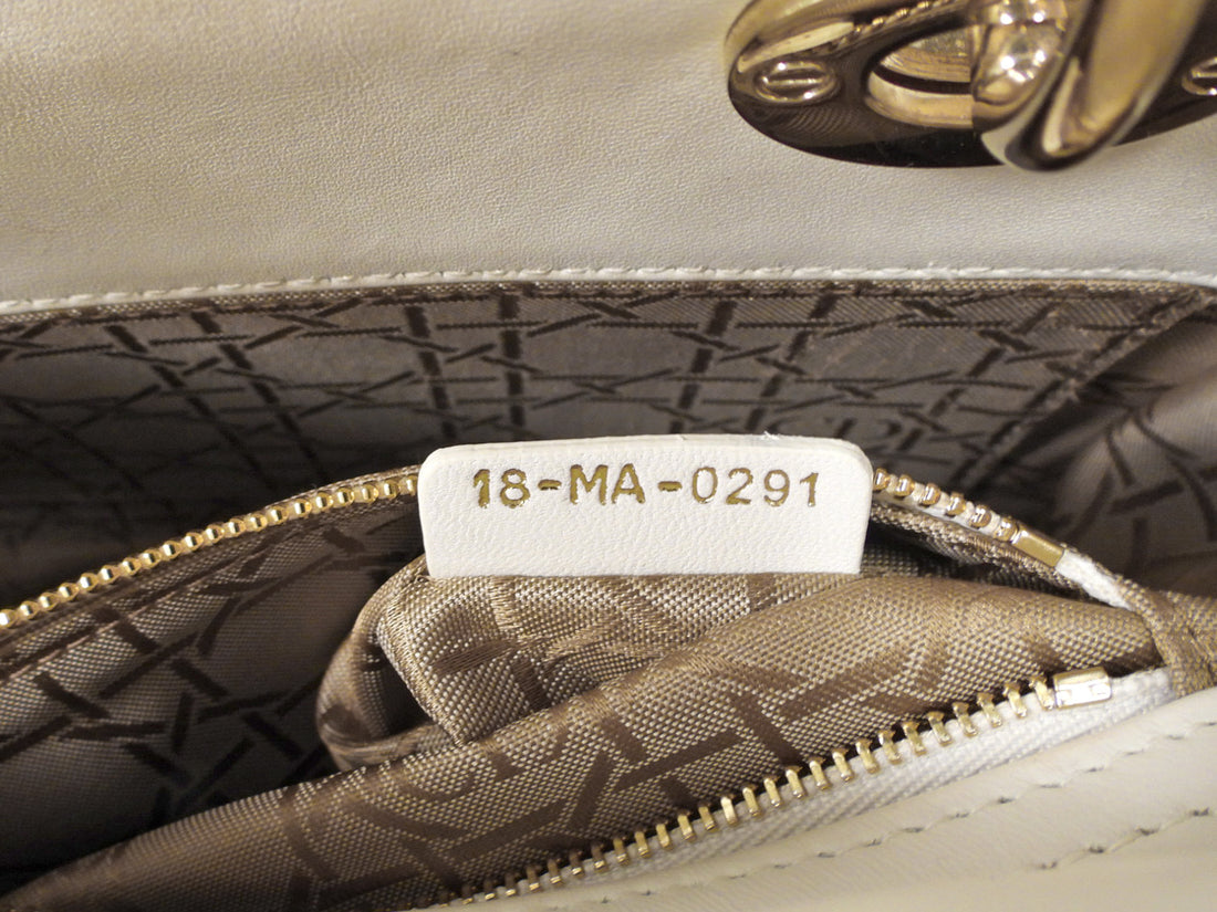 Christian Dior Small Ivory Leather ABC My Lady Dior Cannage Bag