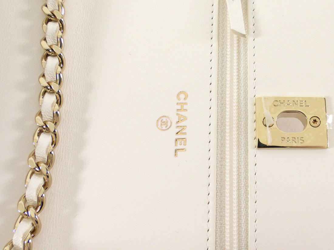 Chanel 23C White Quilted Leather Trendy Wallet on Chain Crossbody Bag