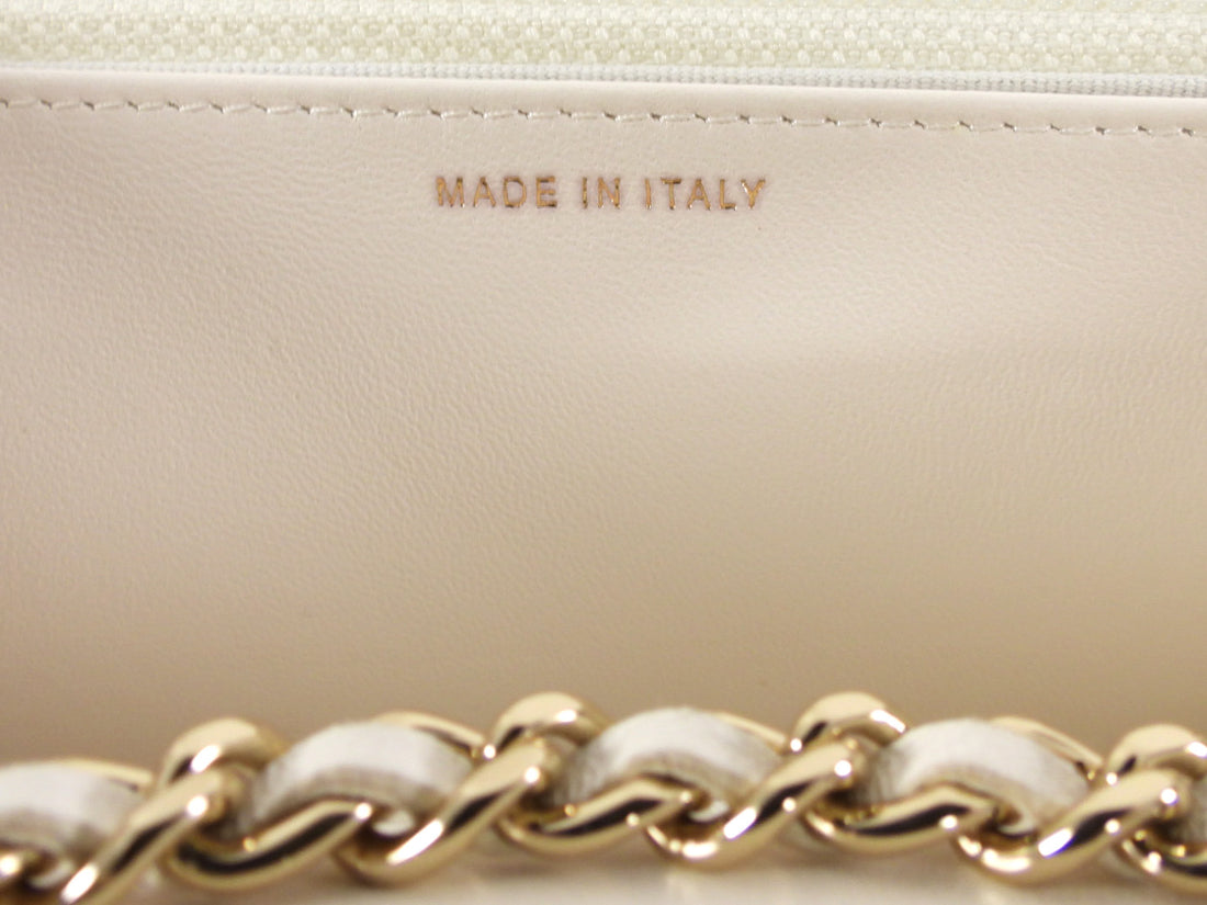 Chanel 23C White Quilted Leather Trendy Wallet on Chain Crossbody Bag