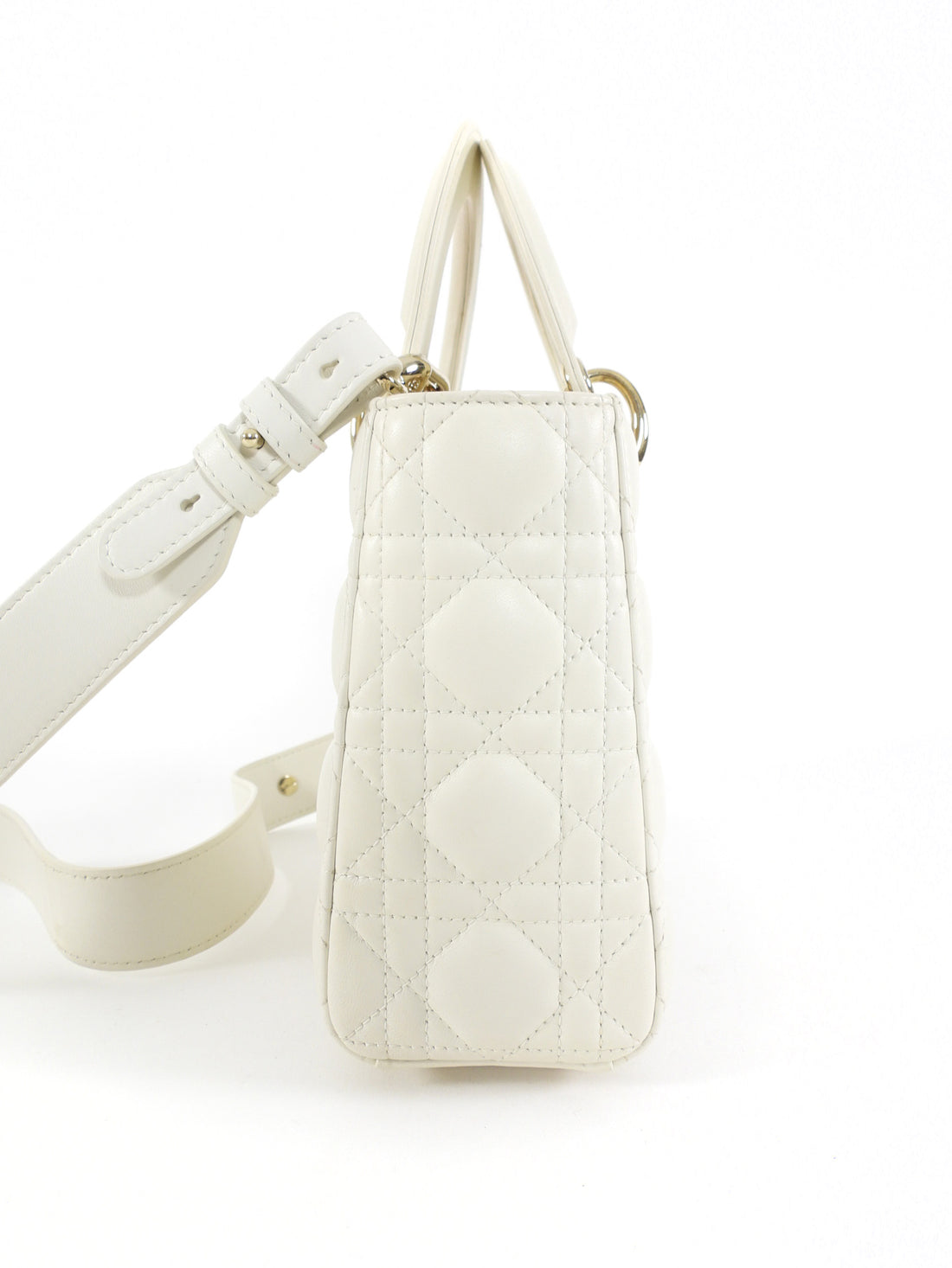 Christian Dior Small Ivory Leather ABC My Lady Dior Cannage Bag