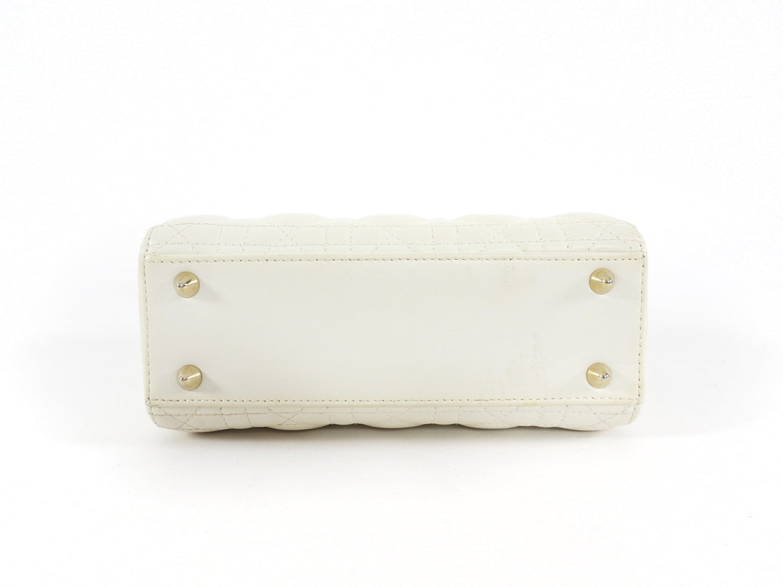 Christian Dior Small Ivory Leather ABC My Lady Dior Cannage Bag