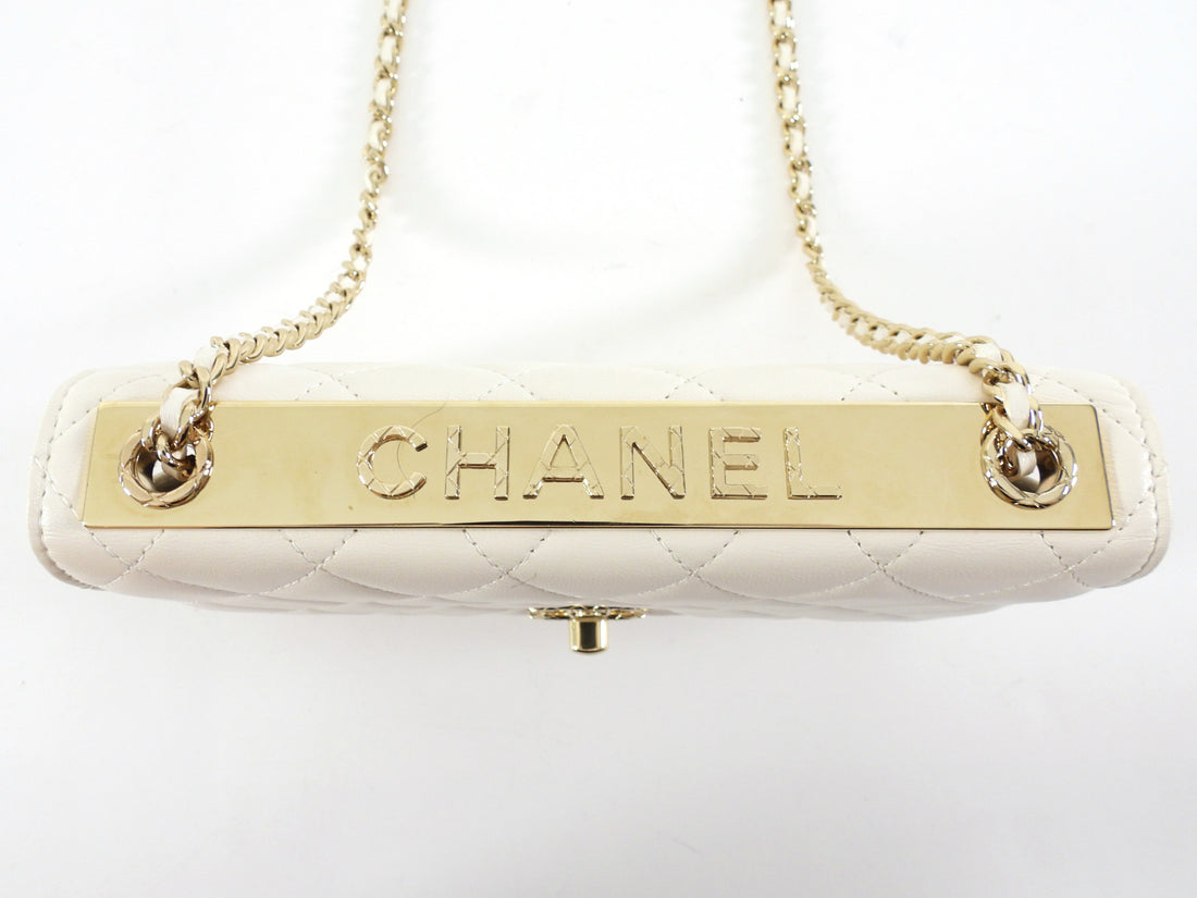 Chanel 23C White Quilted Leather Trendy Wallet on Chain Crossbody Bag