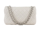 Chanel Quilted White and Gold Metallic Jersey CC Flap Bag SHW