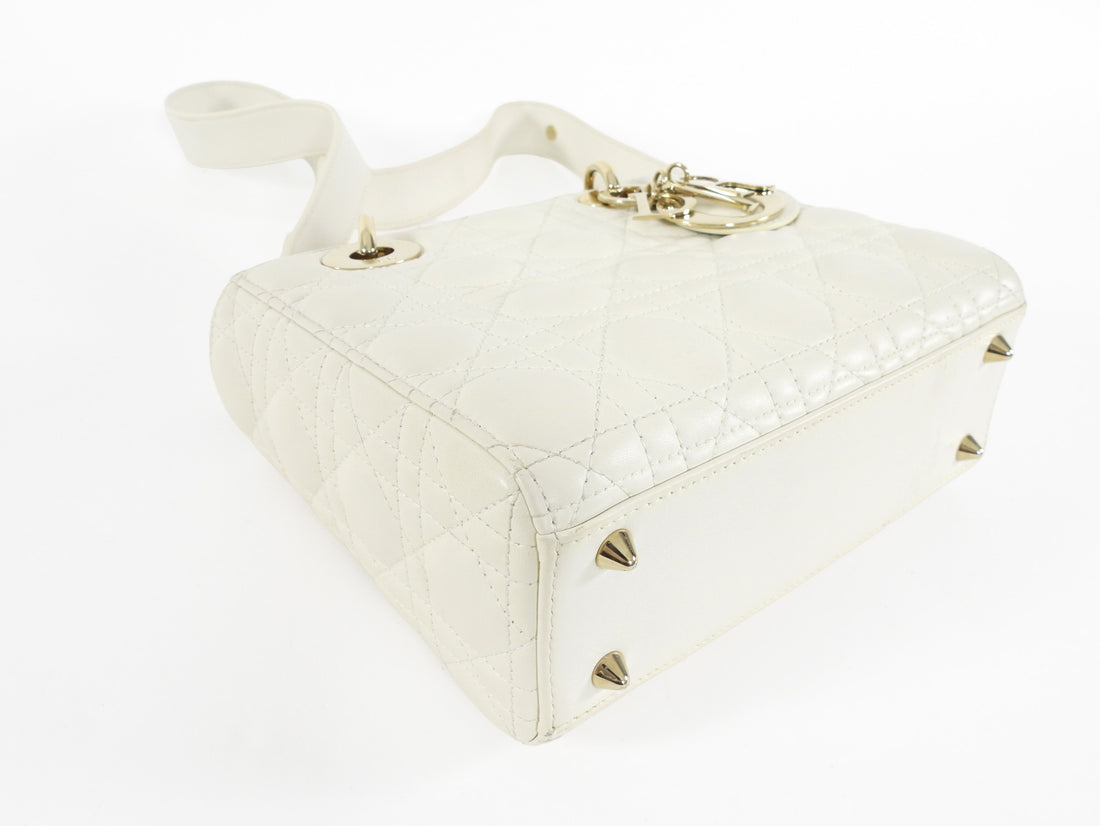 Christian Dior Small Ivory Leather ABC My Lady Dior Cannage Bag